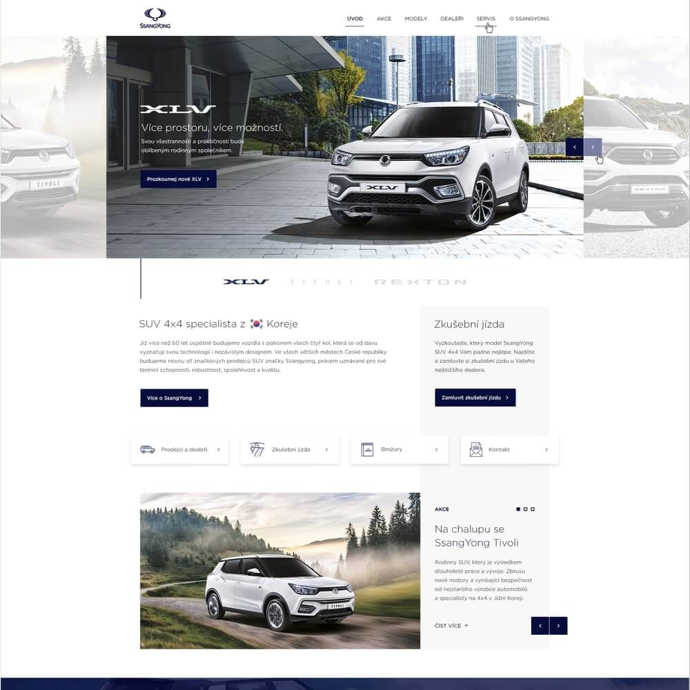 Web importéra vozů SsangYong