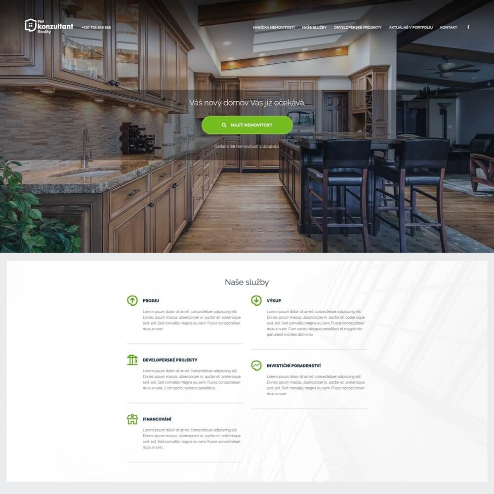 Web realitní kanceláře Váš Konzultant - Reality